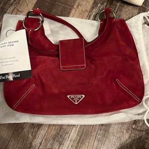 small red prada handbag